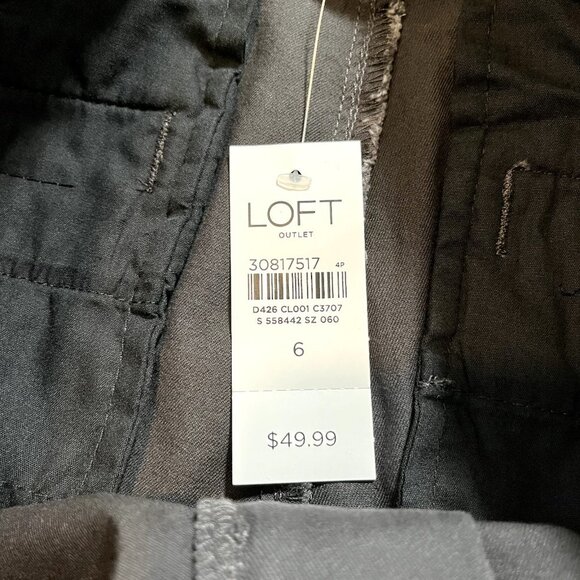 Loft Outlet NWT Dark Grey/Charcoal Mid Rise Roll Up Bermuda Shorts Size 6 - Picture 5 of 11